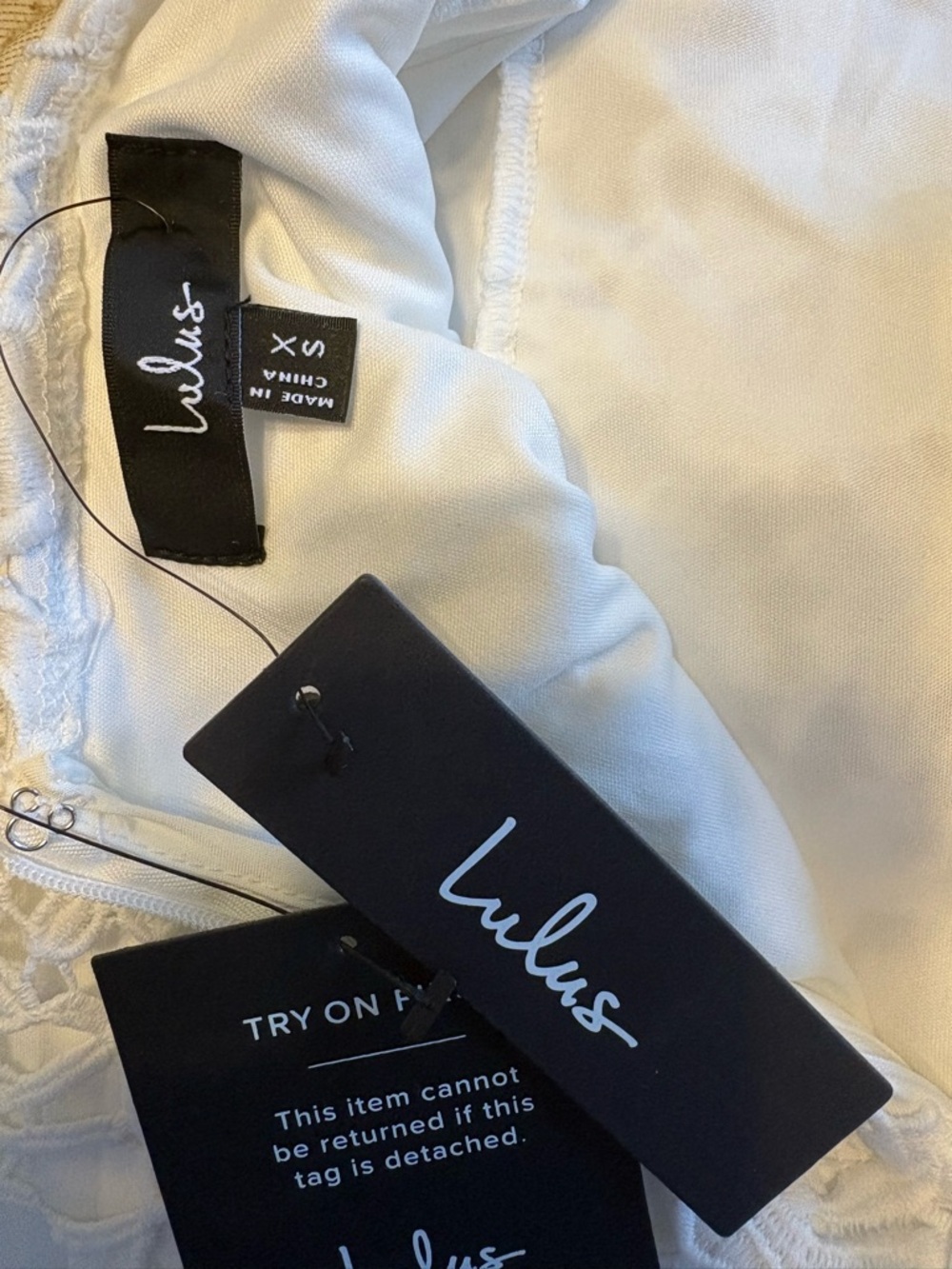 Lulu's White Lace Mini Dress with Open Back - Picture 4 of 4